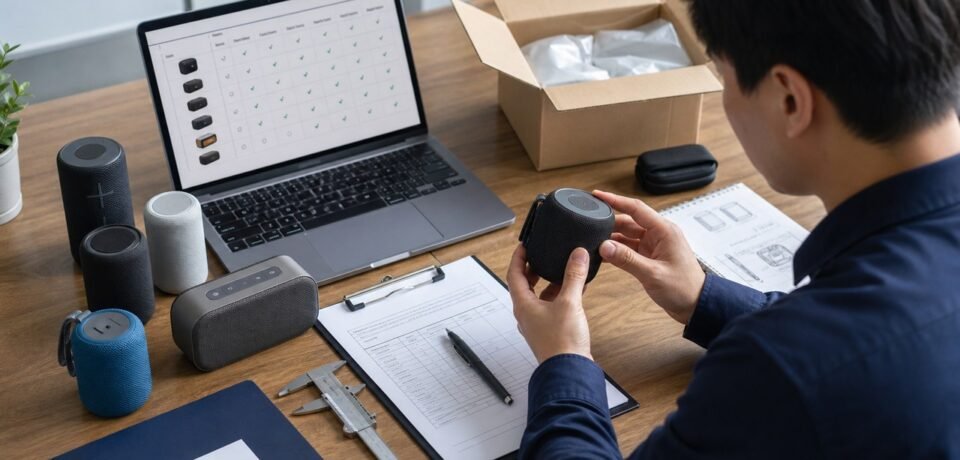Bluetooth speaker samples checked for China sourcing quality inspection and compliance