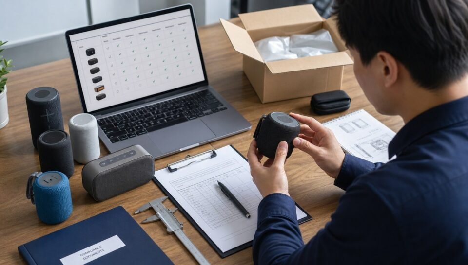 Bluetooth speaker samples checked for China sourcing quality inspection and compliance
