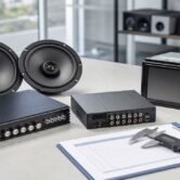 Car audio speakers, amplifier, DSP and head unit checked during China sourcing