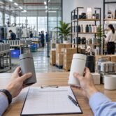 Importer comparing samples between a China production factory and a trading company showroom